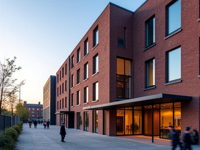 Exterior view of the redeveloped Boland's Mill in Dublin, showing modern architecture blended with original brickwork.