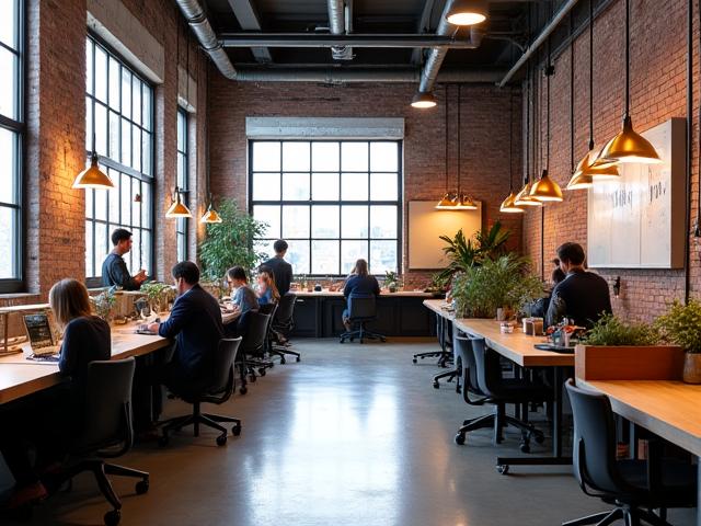 Interior view of The Chocolate Factory in Dublin, showing creative studios in a converted industrial space.