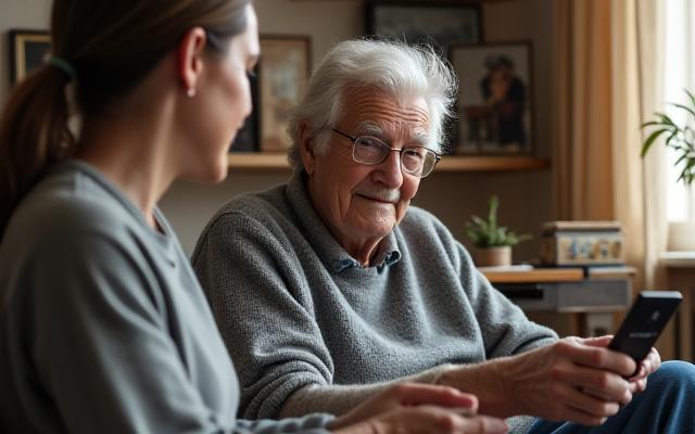 Team member recording oral history with an elderly community member