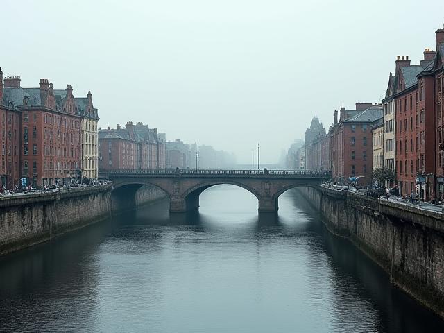 Historic bridges and quays along the River Liffey in Dublin
